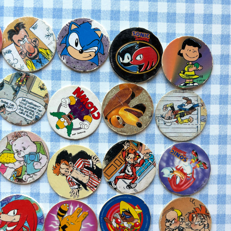 Lot pogs Sonic Spirou simpsons (...)